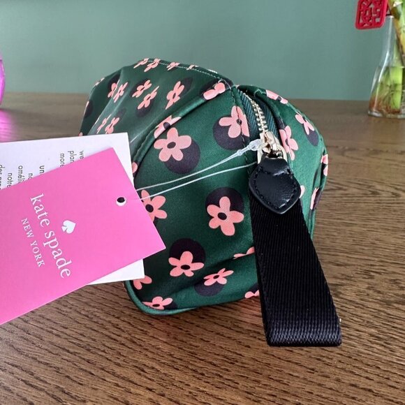 New! Kate Spade Chelsea Nylon Medium Cosmetic Bag -Green Floral - Picture 5 of 6